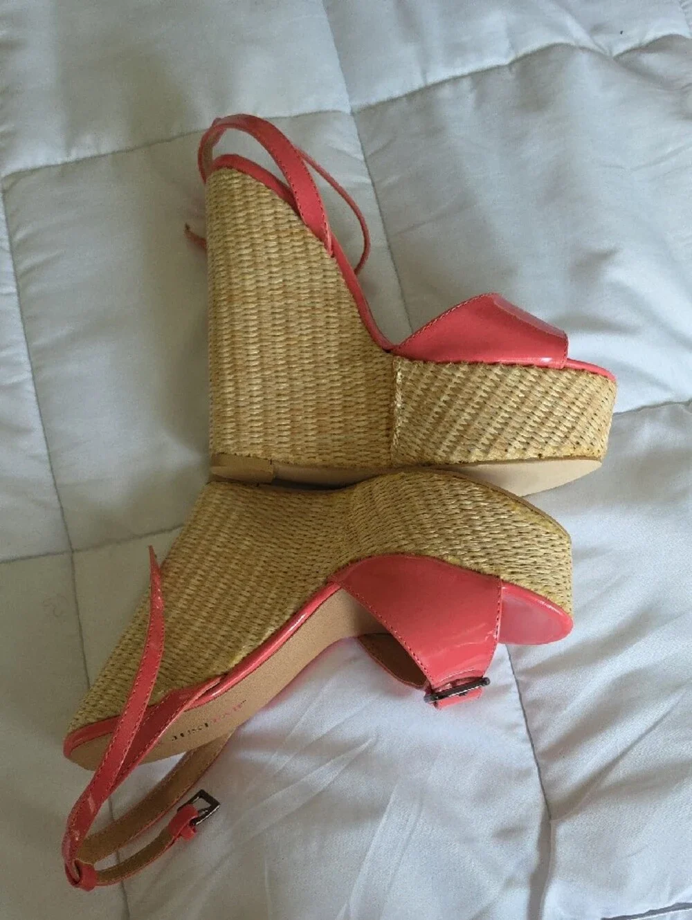 JustFab Coral Patent Ankle-Strap Wedge Sandals
